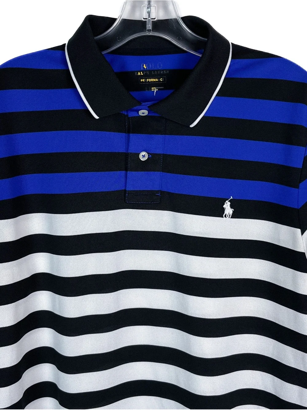 Polo Ralph Lauren Performance Polo Men’s L Short Sleeve Shirt Blue Black Striped